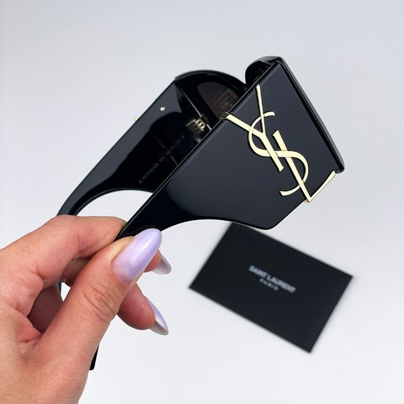 Saint Laurent SLM119 BLAZE 001 Sunglasses Black Grey Oversized Cat Eye Women - Picture 7 of 15